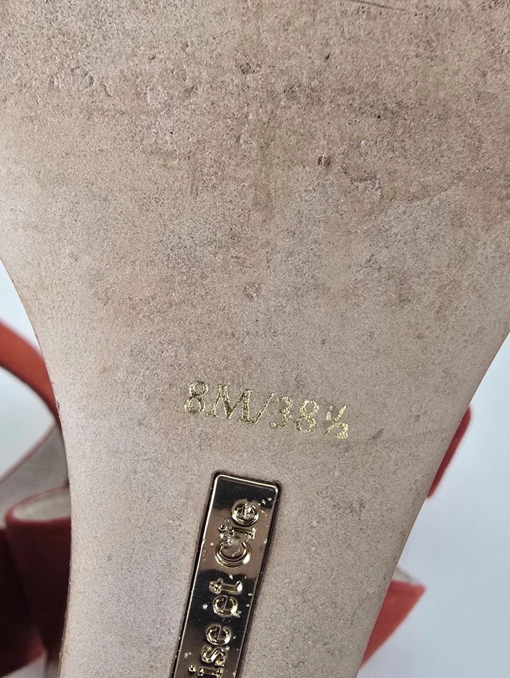 Louise et Cie Red Suede Open Toe Ankle Strap Wedge Sandal 8M Summer Date Night